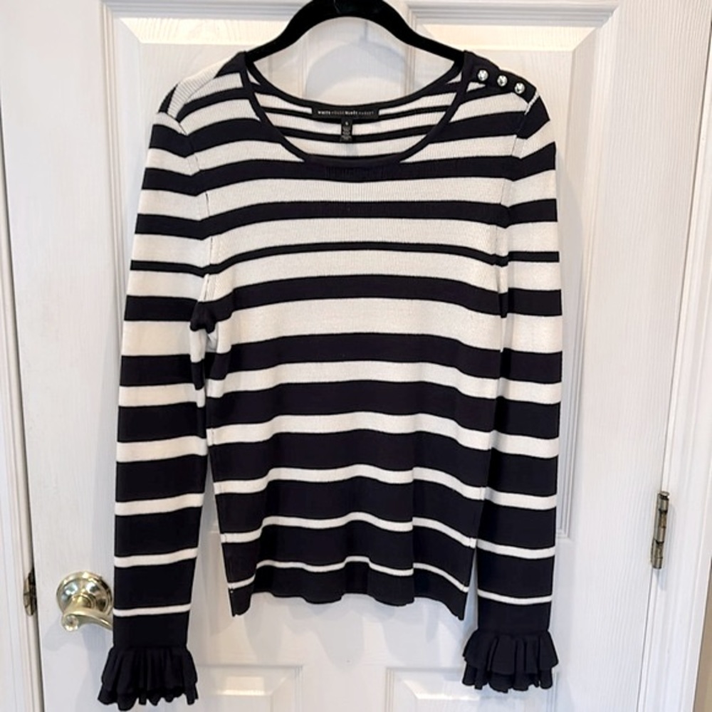 White House Black Market: Navy & Cream Sweater sz Small. Worn probably twice!